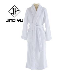 Custom New Luxury White Unisex Shawl Collar <b>Bathrobe</b> Organic Fleece Warm Long <b>Bathrobe</b> - Product Image 4