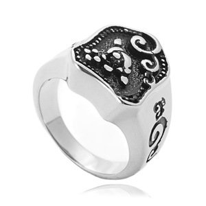 Shield <b>Ring</b> Titanium Steel Retro <b>Skull</b> Design Unisex Punk Style Jewelry Gift 27053 - Product Image 1