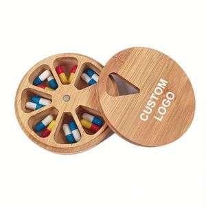 Hot Sale Bamboo Daily Vitamin Organizer Weekly Pill Storage Cases Portable Wooden Medicine Box Pill Box for Travel - Product Image 1