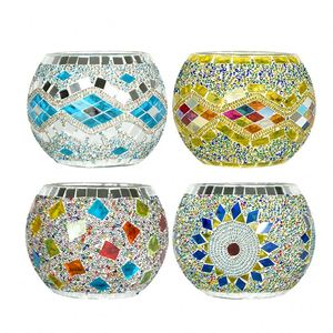 Home Decoration Handmade Romantic Hot Sale Mosaic <b>Glass</b> Tea Light Candle Holder <b>Jars</b> for Bars Wedding - Product Image 3