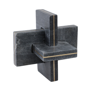 Scultura Geometrica in Marmo e Ottone a Nodo, Oggetto Decorativo Moderno in Pietra Intrecciata per Decorazione di Mensole - Product Image 2