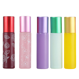Custom <b>Macaron</b> Colorful Roll-On Glass Perfume Bottle 10ml Silk Screen Printing Flower Pattern Cylinder Shape Personal 100pcs <b>Box</b> - Product Image 1