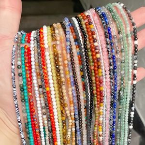 Perles rondes en pierre naturelle de haute qualité de 2-3 mm, quartz fumé, pierres précieuses multicolores, brin pour la création de bijoux DIY, bracelet, collier - Product Image 1