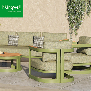 Ensemble <span class=keywords><strong>de</strong></span> canapés <span class=keywords><strong>de</strong></span> <span class=keywords><strong>jardin</strong></span> modernes résistants aux intempéries, en <span class=keywords><strong>aluminium</strong></span> <span class=keywords><strong>de</strong></span> luxe en forme <span class=keywords><strong>de</strong></span> L, avec structure en <span class=keywords><strong>bois</strong></span> massif pour hôtels - Product Image 2