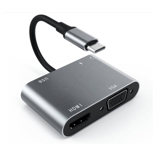 5 in 1 USB C to 4K HDMI VGA USB 3.0 and 3.5mm Audio PD Charging Hub for MacBook Pro and Nintendo Switch and Chromebook and More