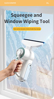Nettoyeur de vitres électrique sans fil rechargeable avec brosse en silicone et poignée en acier inoxydable pour le nettoyage de l'eau et de la poussière