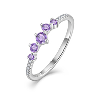 Bague en argent sterling 925 avec 5 pierres roses graduées, demi-pavé latéral, empilable, pour femme, bijoux de promesse et de fiançailles