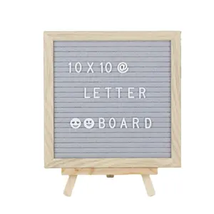 Wholesale Oak 10X10 Wood Felt Grey Changeable Letter Board With Wood Triangle Stand 340 Letters Numbers