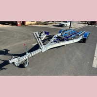 Remorque pour bateau en aluminium argenté HOIRO de fabrication chinoise, 27 pieds (8,2 m), à chargement facile, avec bâches en polyéthylène, essieu tandem, frein hydraulique, VIN CE DOT