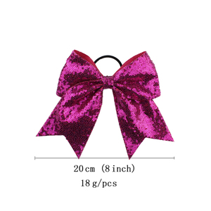 Grand nœud de cheerleading fabriqué en usine, nœud en ruban gros-grain pailleté de 8 pouces, nœuds pour cheveux <span class=keywords><strong>Jojo</strong></span> Siwa pour filles - Product Image 4