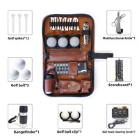 Sac d'accessoires de golf en cuir, pochette étanche, capacité de 3 balles, porte-tee, outil de réparation de divots, sangle de poignet, rangement multifonction, universel, 2 couleurs