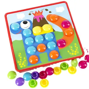 Puzzle Pembelajaran Dini Anak-anak, Teka-teki Puzzle 3D Tombol Warna Perakitan Teka-teki Kuku Jamur Besar Mainan Kreatif Tangan