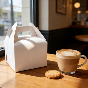 Cajas de Papel para Pasteles Blancas Plegables con Asa, Resistentes y Aptas para Alimentos, para Pastelería, Galletas, Cafeterías y Venta al por Mayor - Product Image 1