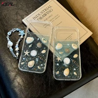 Coque de téléphone en époxy transparente bleue antichoc, design coquillage de plage, anti-jaunissement, nouvelle conception d'usine IDEAL pour iPhone 18 17 16 ProMax