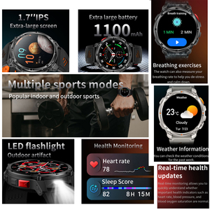 HT33 Smart Watch <b>Bluetooth</b> Calling GPS Running Watch IP68 Waterproof Heart Rate Sleep Tracker Outdoor Fitness Wristwatch - Product Image 4