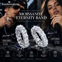 Bagues en argent sterling S925 avec moissanite taille princesse, alliance éternité, bijoux fins unisexes, éclat éblouissant pour un usage quotidien, cadeau
