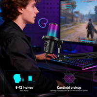 Microphone de jeu à condensateur RGB professionnel CMTECK, USB Type-C, réduction de bruit, design portable, compatible avec les smartphones, ordinateurs, studio