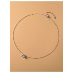 Conjunto de pendientes y collar con lazo de perlas brillantes, engaste de aleación de cobre, conjunto de joyería de moda de lujo para uso diario - Product Image 3