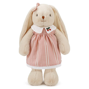 Cute Long Ear Bunny Plush Doll Wearing Plaid Dress With Cherry Decor Soft Stuffed <b>Rabbit</b> <b>Toy</b> <b>For</b> Girls Birthday Gift Room Decor - Product Image 5