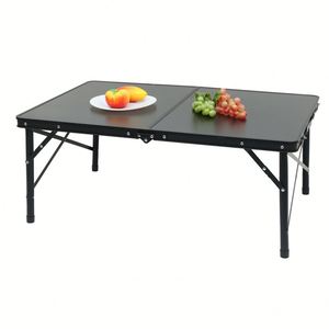 Modern Design Aluminum Lightweight Rectangle Folding <b>Table</b> <b>Adjustable</b> <b>Legs</b> Easy-carrying Durable Construction Outdoor <b>Camping</b> - Product Image 1
