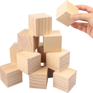 Wooden Cube Blocks Solid Wood <b>Building</b> Blocks For Children Diy Craft <b>Model</b> Making Materials 2 To 4 Years Unisex Construction Toy - Product Image 1