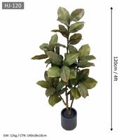 Arbre artificiel en plastique de 1,2 m (4 pieds) en gros, Ficus Elastica artificiel à feuilles vertes matures, plante en pot écologique et durable pour la maison et le bureau