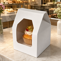 Boîtes à cupcakes rigides jetables blanches avec fenêtre transparente et poignée, en carton imprimé sur mesure, pour 6 cupcakes, pour lait et huile d'olive