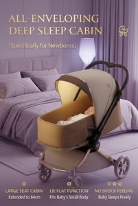 Cochecito 3 en 1 <span class=keywords><strong>de</strong></span> Aleación <span class=keywords><strong>de</strong></span> Aluminio Ligero, Asiento <span class=keywords><strong>de</strong></span> Seguridad para Niños, Cesta Plegable Portátil para Dormir Bebés, Barra <span class=keywords><strong>de</strong></span> Empuje Ajustable, <span class=keywords><strong>Carrito</strong></span> <span class=keywords><strong>de</strong></span> Viaje - Product Image 4