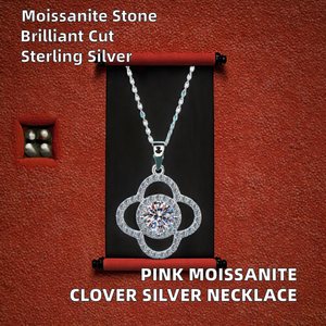 Collar de Plata de Ley S925 con Baño de Rodio y Moissanita de Trébol de Cuatro Hojas, Certificado de Joyería Fina Premium, 18 Pulgadas - Product Image 2