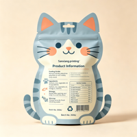 Sachet d'emballage alimentaire pour animaux de compagnie en aluminium imprimé en gravure personnalisée, forme spéciale, avec fermeture éclair refermable pour friandises pour chats et chiens