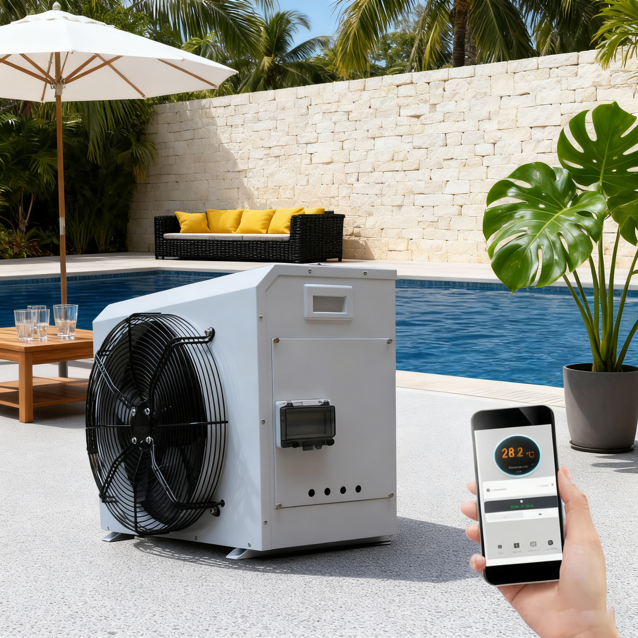 5Hp 7Hp 10Hp 15Hp Electric Swimming Pool Heat Pump 20KW Outdoor Pool Heater with R410A Refrigerant Heating & Cooling