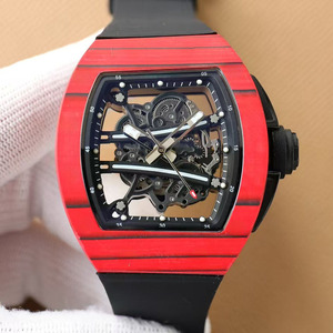 Montre de sport pour homme luxueuse et élégante avec un cadran squeletté rouge et des aiguilles lumineuses - Product Image 1