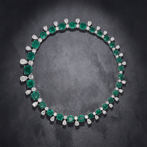 LAVINA Luxurious 925 Sterling Silver Rhodium Plated Fine Jewelry Set Unisex Premium Cut Emerald Green <b>Statement</b> <b>Necklace</b> - Product Image 3