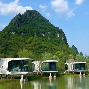 Maison préfabriquée panoramique Source Factory, type cabine, 20ft 40ft, Pod de glamping, Maison capsule de <span class=keywords><strong>luxe</strong></span> pour usage hôtelier - Product Image 6