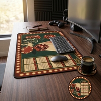 Tapis de bureau rétro vintage 2027, ensemble de sous-verres ronds, tapis de souris thème casino, décoration de table de jeu de bureau