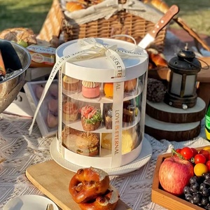 Hộp đựng bánh mousse tròn 3 tầng XJH, dùng để trưng bày bánh ngọt, bánh nướng, bánh ngọt chiều trà - Product Image 2