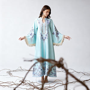 Abaya en polyester imprimé pour femmes musulmanes, robe élégante, vente en gros personnalisée, abaya de luxe élégante - Product Image 3