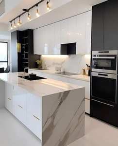 Cbmart מודרני lquer mdf זכוכית גבוהה מטבח ארון בגדים דלת נסתרת ציר מוסתר מטבח חכם מחסן ארון בגדים עם כיור מובנה כיור - Product Image 3