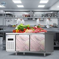 Kulkas Freezer Komersial di Bawah Meja Kerja, Peralatan Pendingin Dapur Stainless Steel untuk Restoran