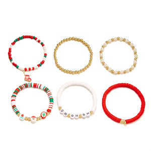 Perles en céramique douce contrastées avec motif de Noël européen et américain, cadeau de vacances, perles de Père Noël - Product Image 6