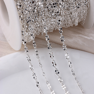Chaînes à maillons plats de 2,5 mm <span class=keywords><strong>en</strong></span> or 14 carats plaqué/<span class=keywords><strong>argent</strong></span> 925, pour la fabrication de colliers, bracelets et chaînes de cheville, fabrication de bijoux permanents faits à la main - Product Image 4