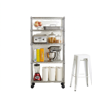 Kingrack Heavy-Duty 4-Tier Stainless Steel 304 Medical Rolling <b>Wire</b> Rack Lockable Casters Adjustable <b>Shelves</b> Storage Holder - Product Image 1