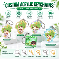 Porte-clés personnalisé en acrylique holographique, breloque scintillante anime et dessin animé, imprimé double face, fournisseur OEM en gros