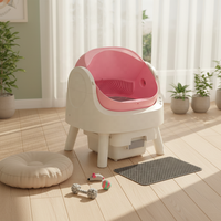 Pour AS11-Beige + Rose, Bac à litière automatique pour chat, intelligent, en plastique, grande capacité, écologique, anti-odeurs, facile à nettoyer, mains libres
