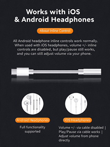 Adaptador de Audio USB C a 3.5mm AUX, Conector para Auriculares Tipo C, Sonido sin Pérdidas para Teléfono Celular, Tableta y <span class=keywords><strong>PC</strong></span> - Product Image 5