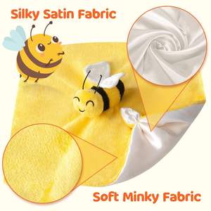 Doudou Abeille pour Bébés, Couverture de Sécurité Douce, Jouet Réconfortant, Couverture en Peluche - Product Image 2