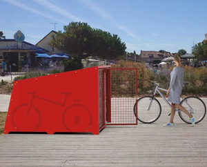 Gabinete Modular de Almacenamiento para Bicicletas de Acero Galvanizado en Caliente con Puerta de Malla, Casillero Seguro para 2 Bicicletas para Proyectos Públicos Municipales - Product Image 5