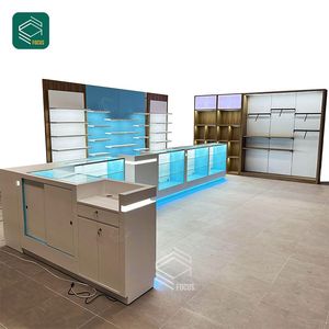 Vitrine à cigarettes à structure renforcée, panneaux en verre, compartiments verrouillables, comptoir d'exposition de tabac - Product Image 1