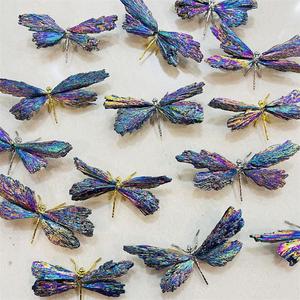 Libélula de turmalina <span class=keywords><strong>negra</strong></span> galvanizada azul-púrpura hecha a mano al por mayor de cristal Natural de gran oferta para Decoración - Product Image 6