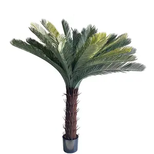 Fábrica de bonsái decorativo falso Cycas Revoluta plantas para el hogar Oficina decoración en maceta Faux Greenery Artificial Sago Cycas palmera